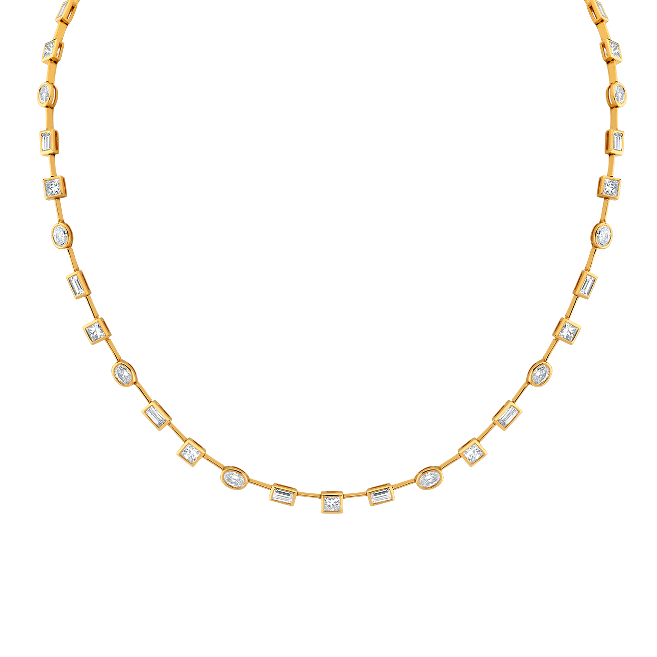 deBoulle Collection Mixed Cut Diamond Necklace in Yellow Gold