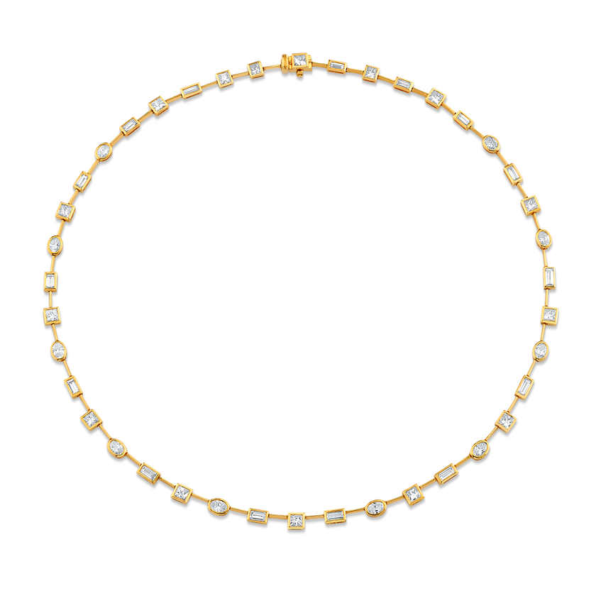 deBoulle Collection Mixed Cut Diamond Necklace in Yellow Gold