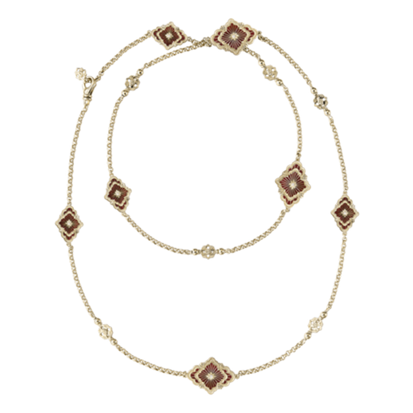 Opera Tulle Sautoir Necklace With Red Enamel And Diamonds