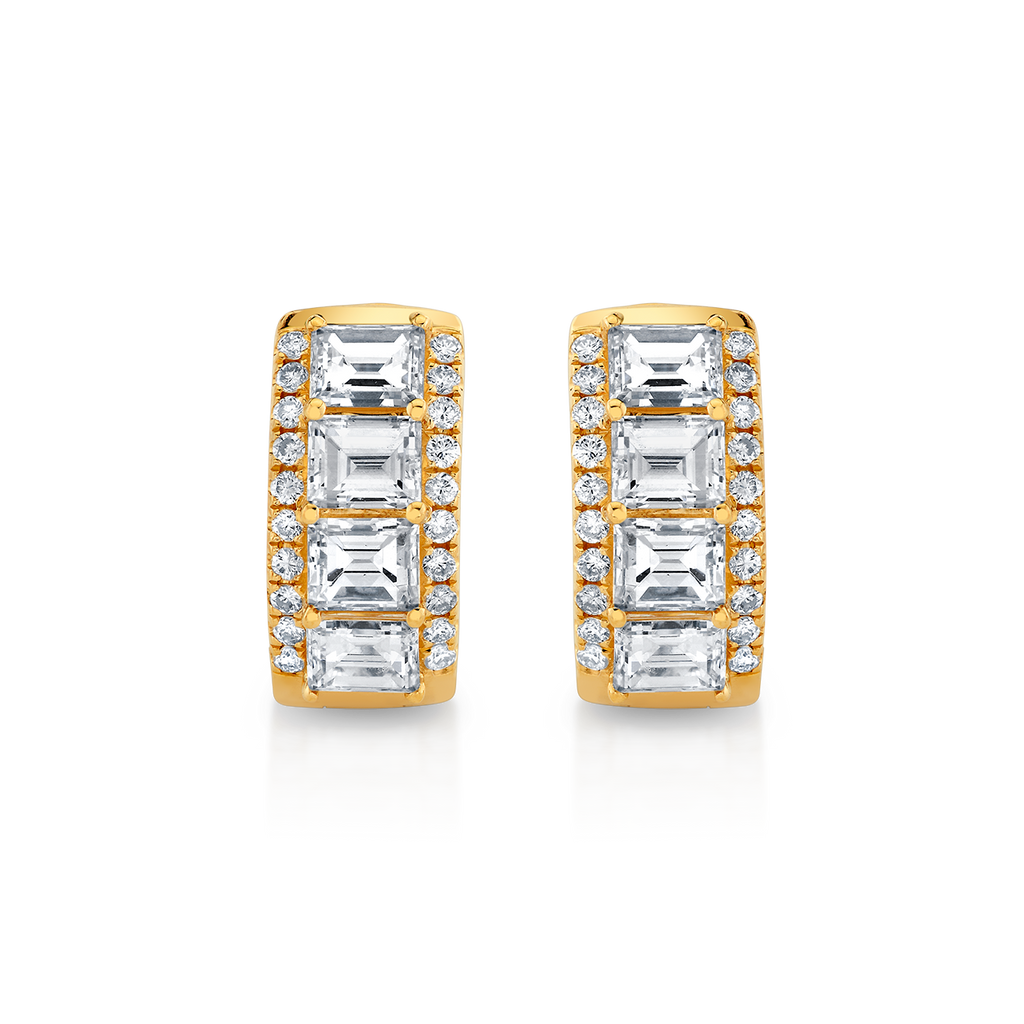 deBoulle Collection Modern Diamond Huggie Earrings in Yellow Gold