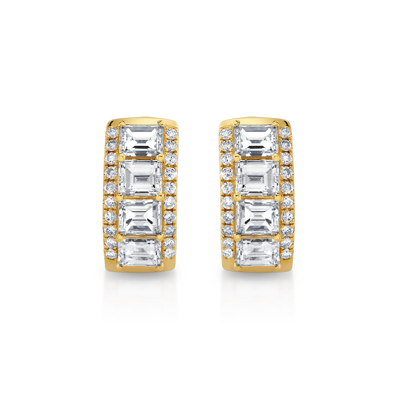 deBoulle Collection Modern Diamond Huggie Earrings in Yellow Gold