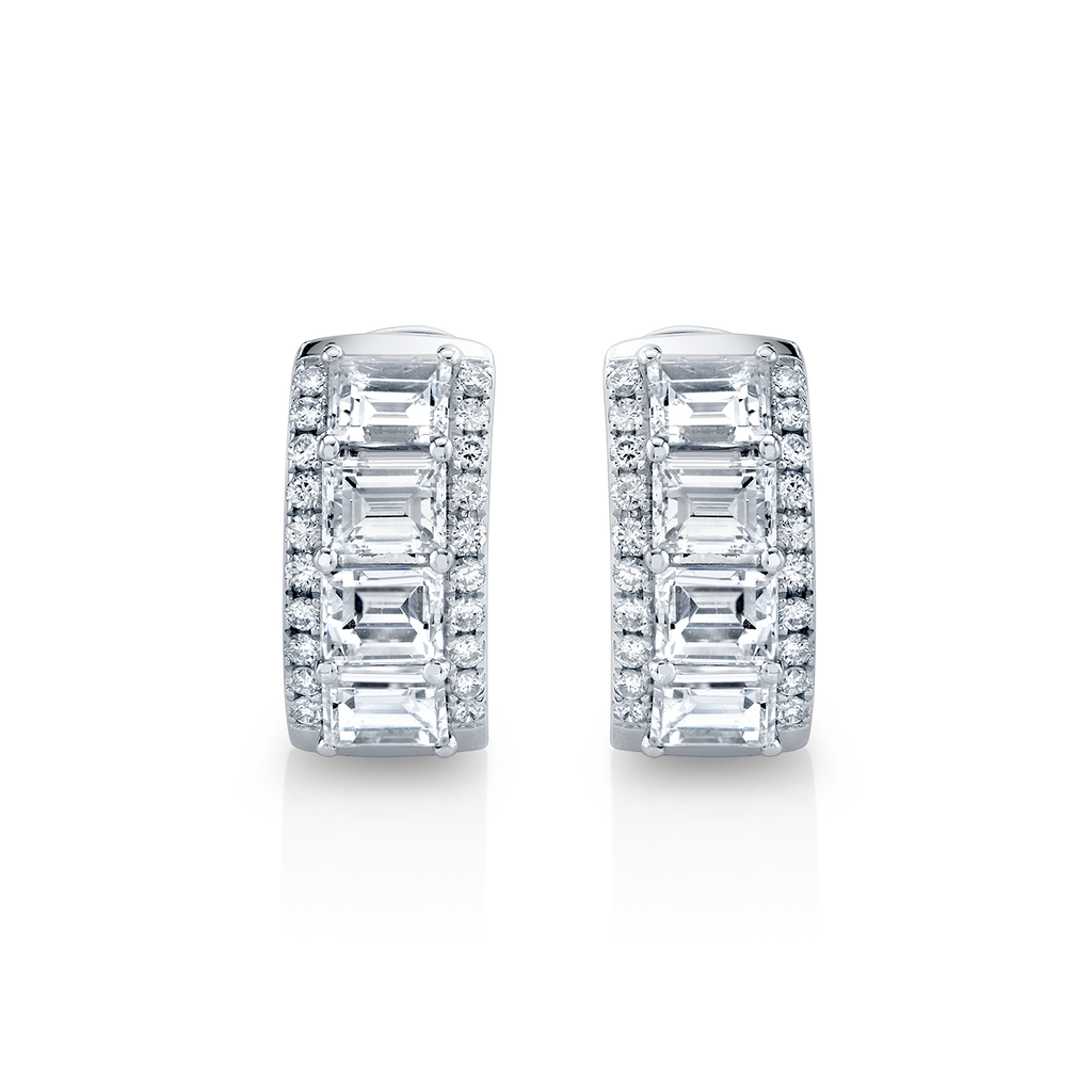 deBoulle Collection Modern Diamond Huggies in White Gold