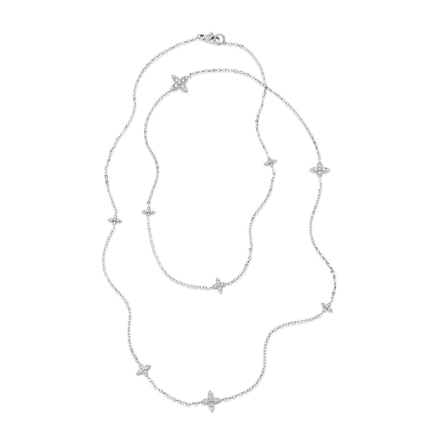 Mariani Diamond Flower Motif Lucilla Necklace In White Gold