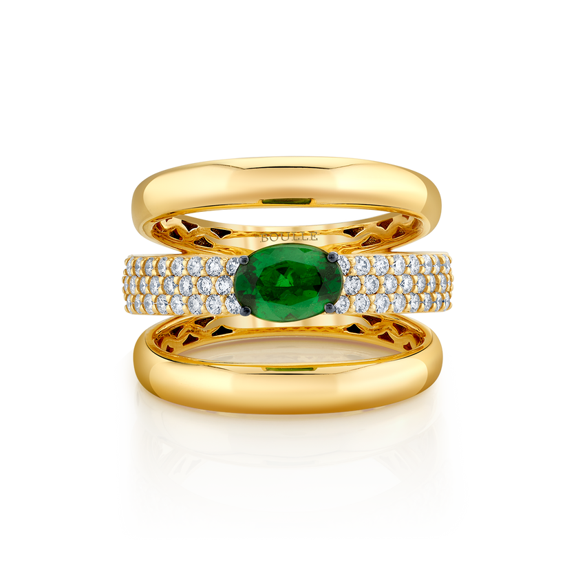 deBoulle Collection Tsavorite Three Row Ring