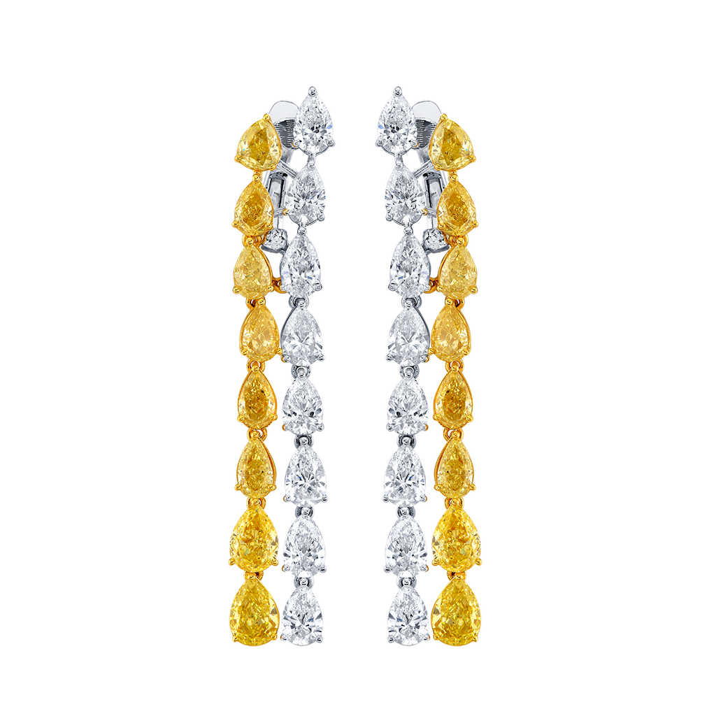 deBoulle Collection Yellow and White Diamond Dangle Earrings