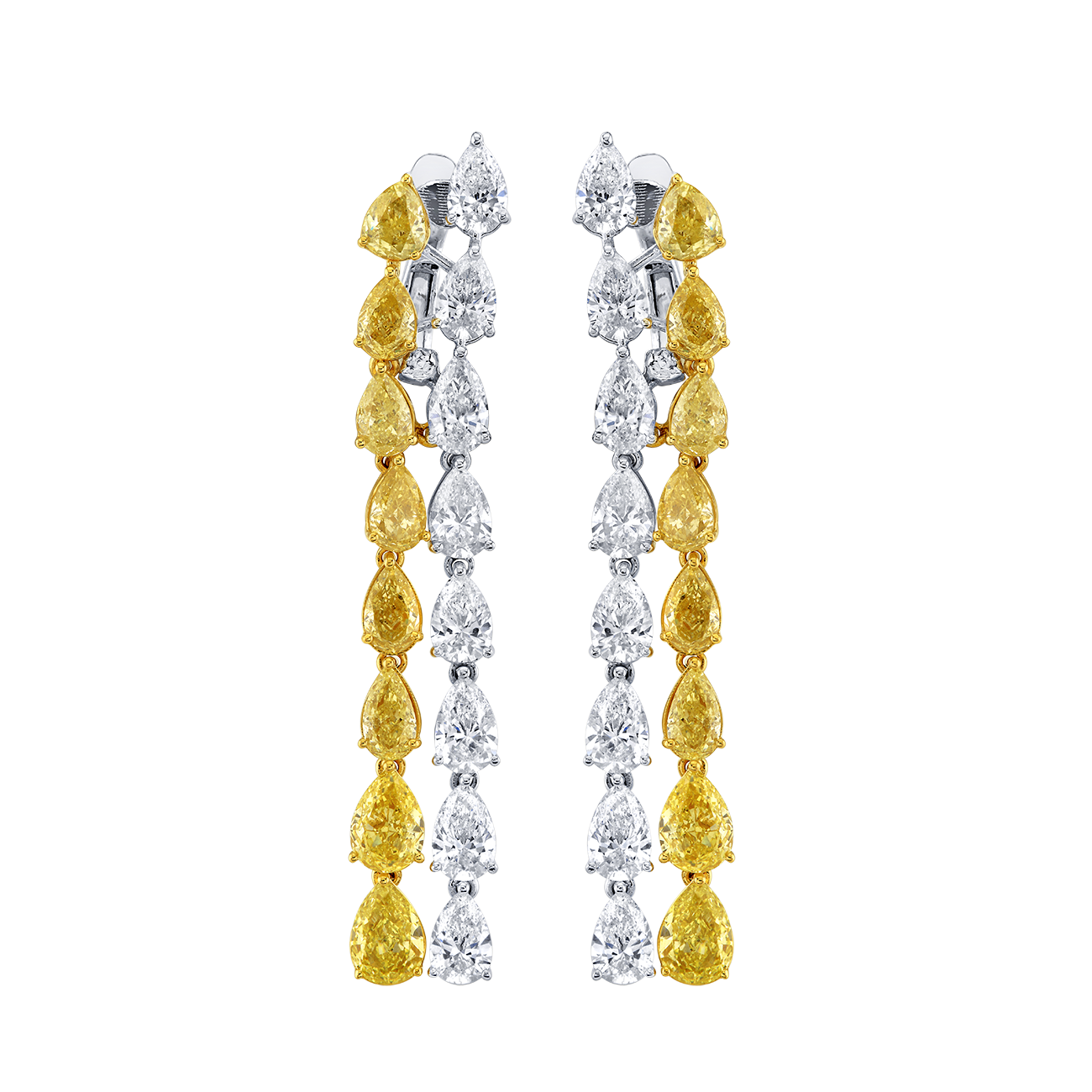 deBoulle Collection Yellow and White Diamond Dangle Earrings
