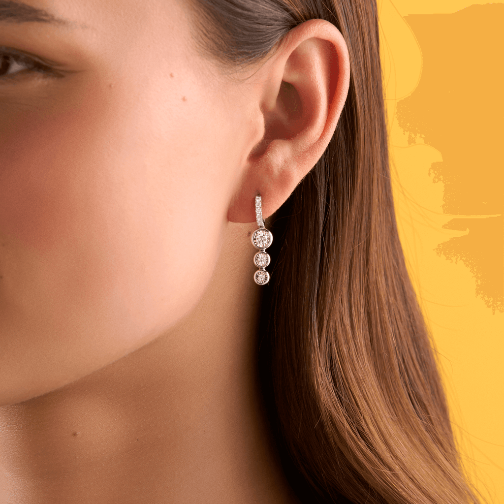 deBoulle Collection Emma Three Drop Earrings in White Gold
