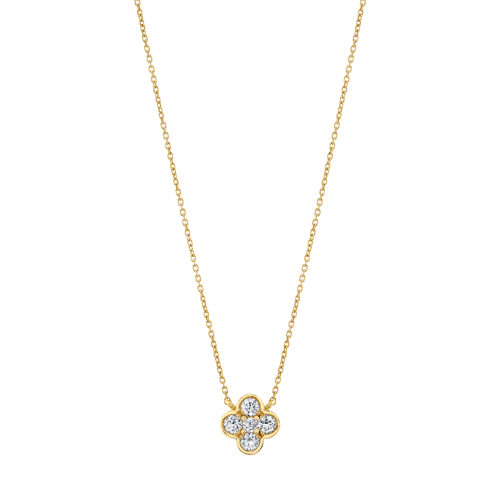 deBoulle Collection Clover Pendant with Diamonds in Yellow Gold