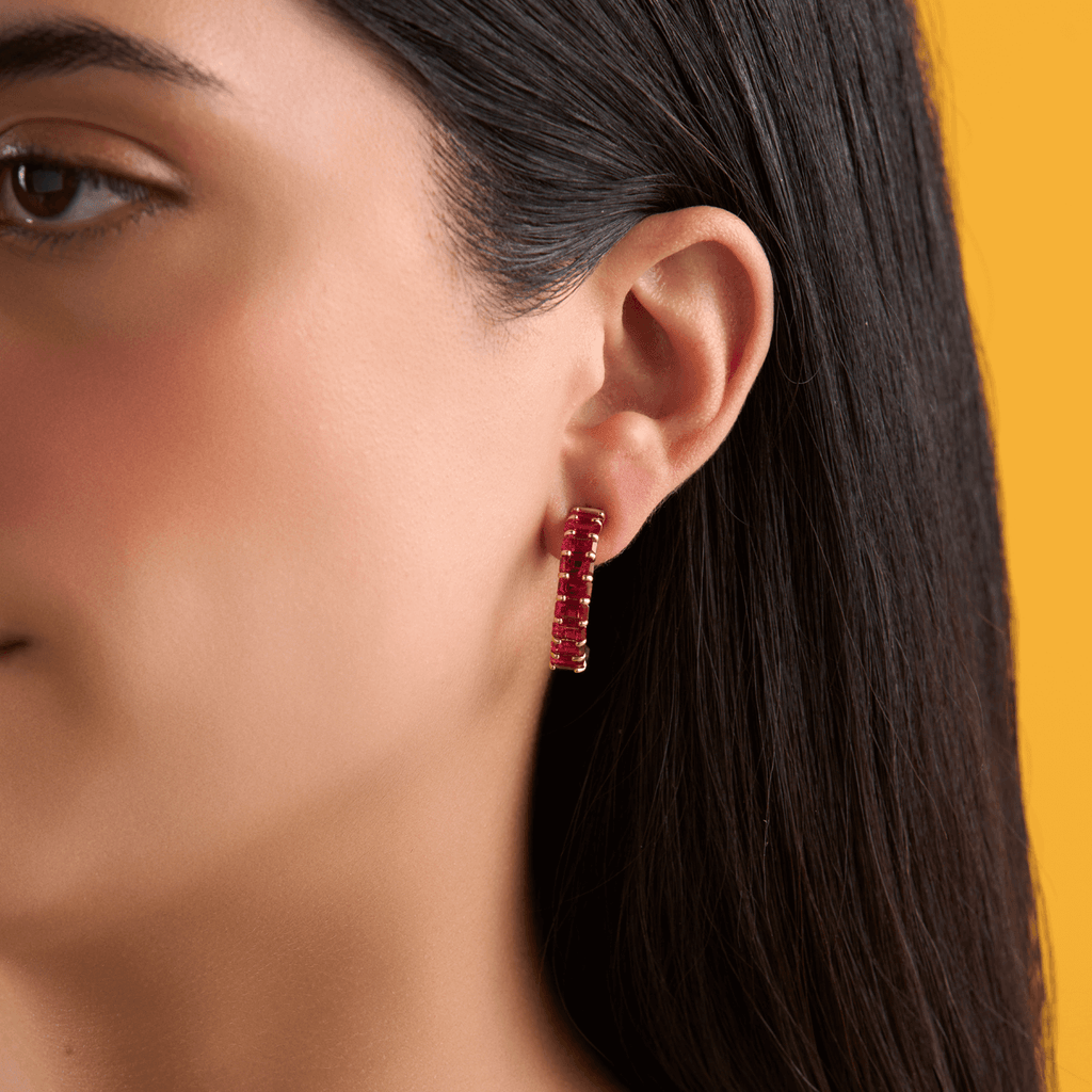 deBoulle Collection Ruby Hoop Earrings