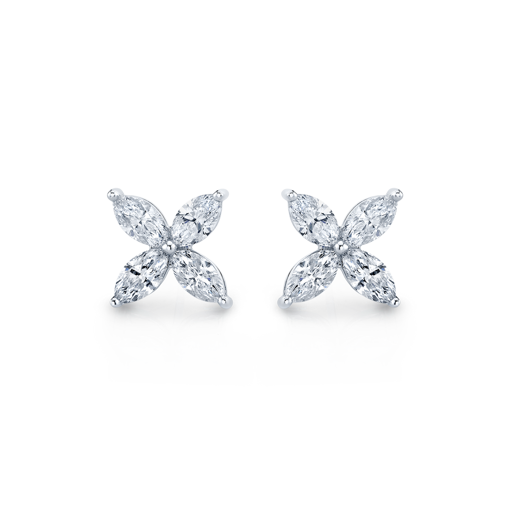 deBoulle Collection Four Petal Earrings in Platinum