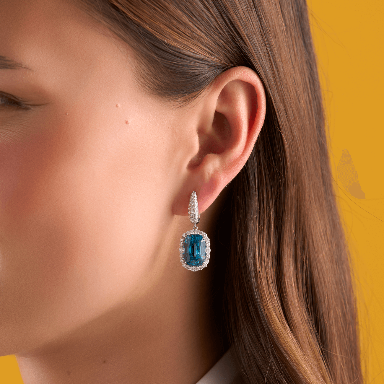 deBoulle Collection Blue Zircon Diamond Drop Earrings