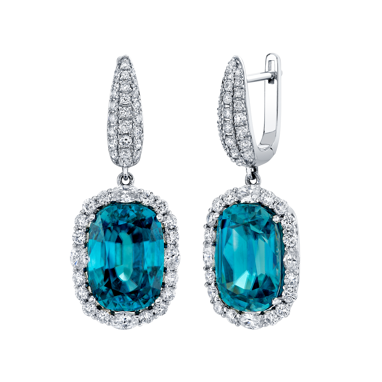 deBoulle Collection Blue Zircon Diamond Drop Earrings