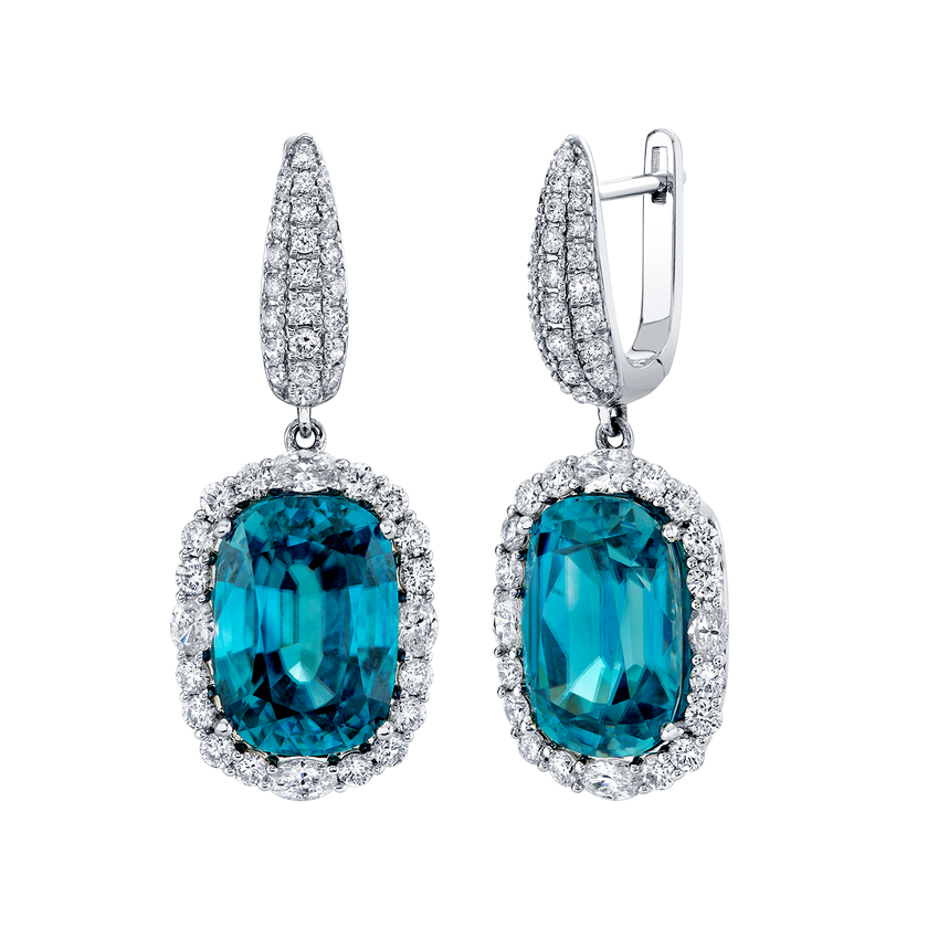 deBoulle Collection Blue Zircon Diamond Drop Earrings