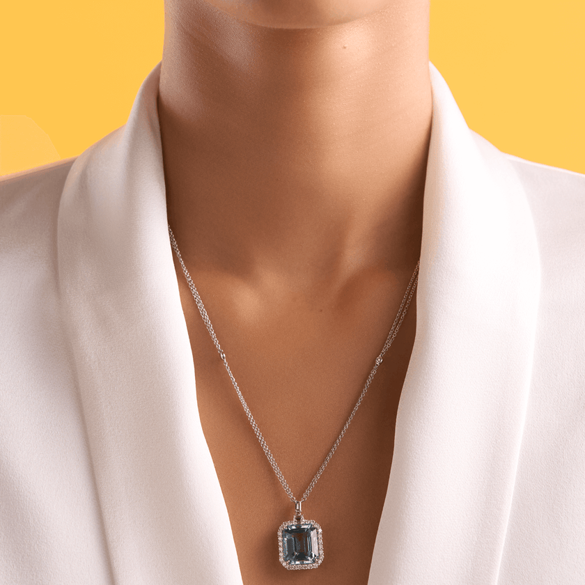 deBoulle Collection Aquamarine and Diamond Pendant