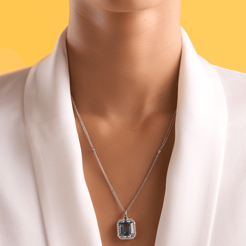 deBoulle Collection Aquamarine and Diamond Pendant