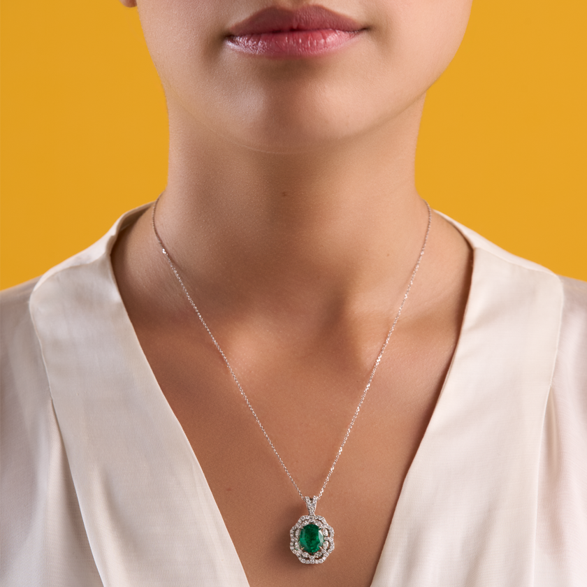 deBoulle Collection Emerald and Diamond Pendant