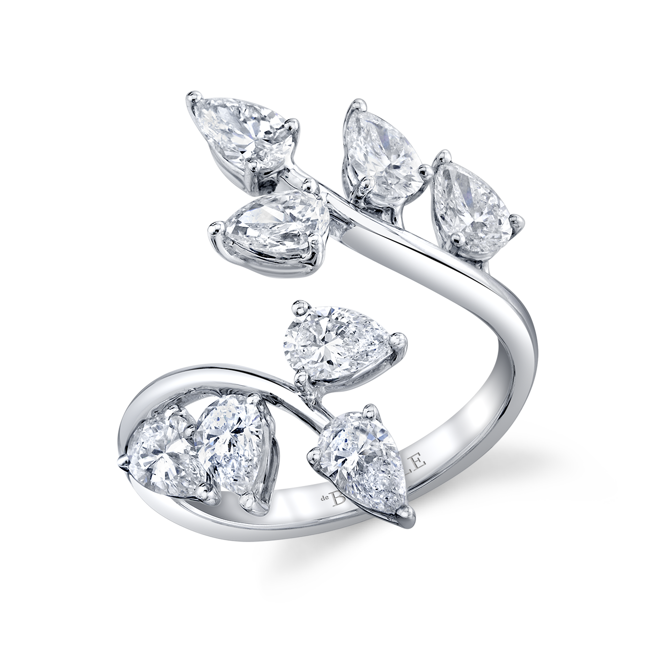 deBoulle Collection Bypass Ring with Pear-Shaped Diamonds