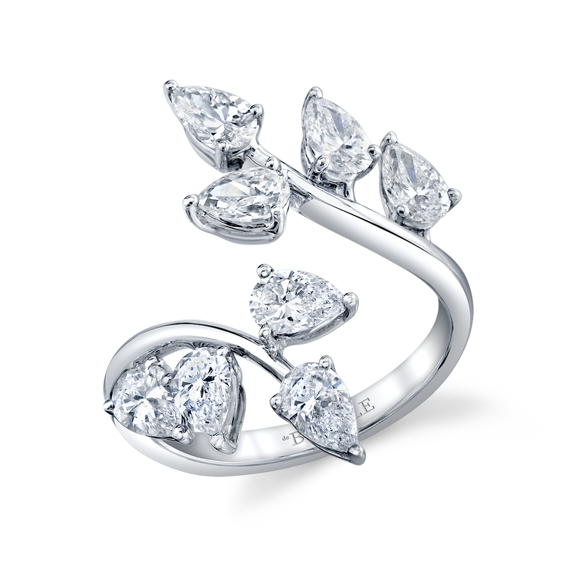 deBoulle Collection Bypass Ring with Pear-Shaped Diamonds