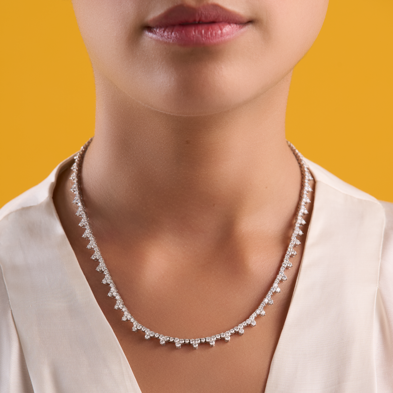 deBoulle Collection Round Diamond Necklace in White Gold