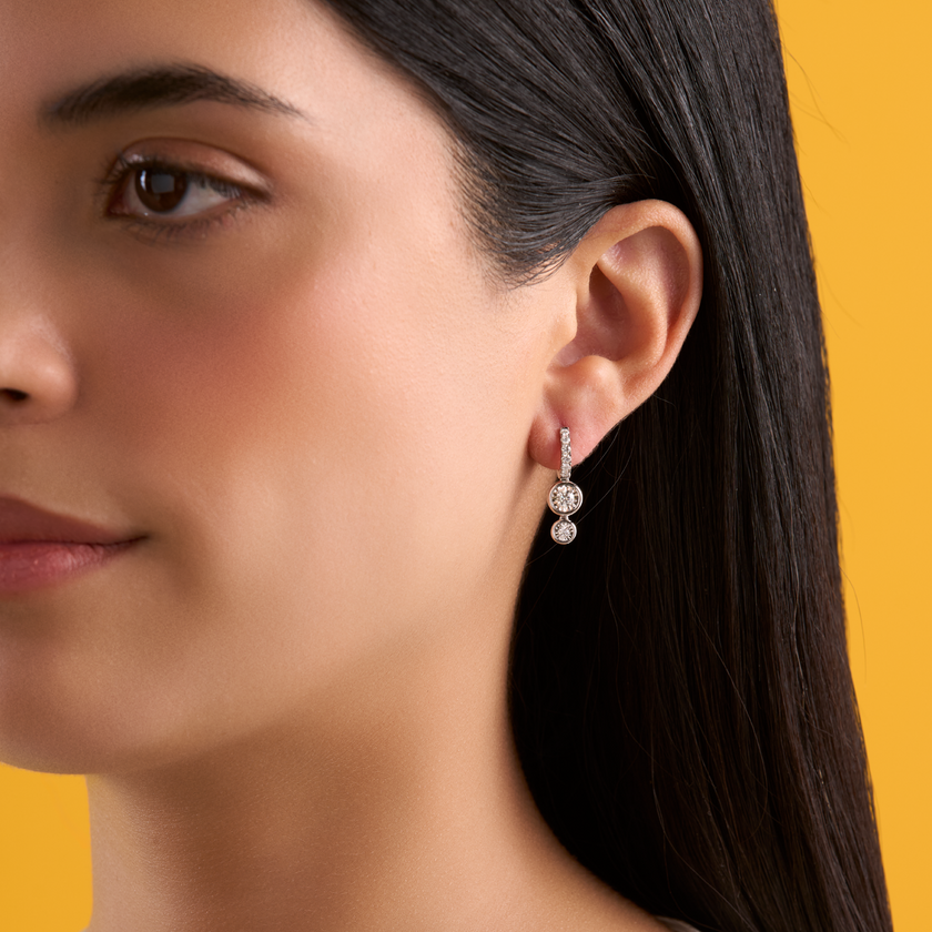 deBoulle Collection Emma Two Drop Earrings in White Gold