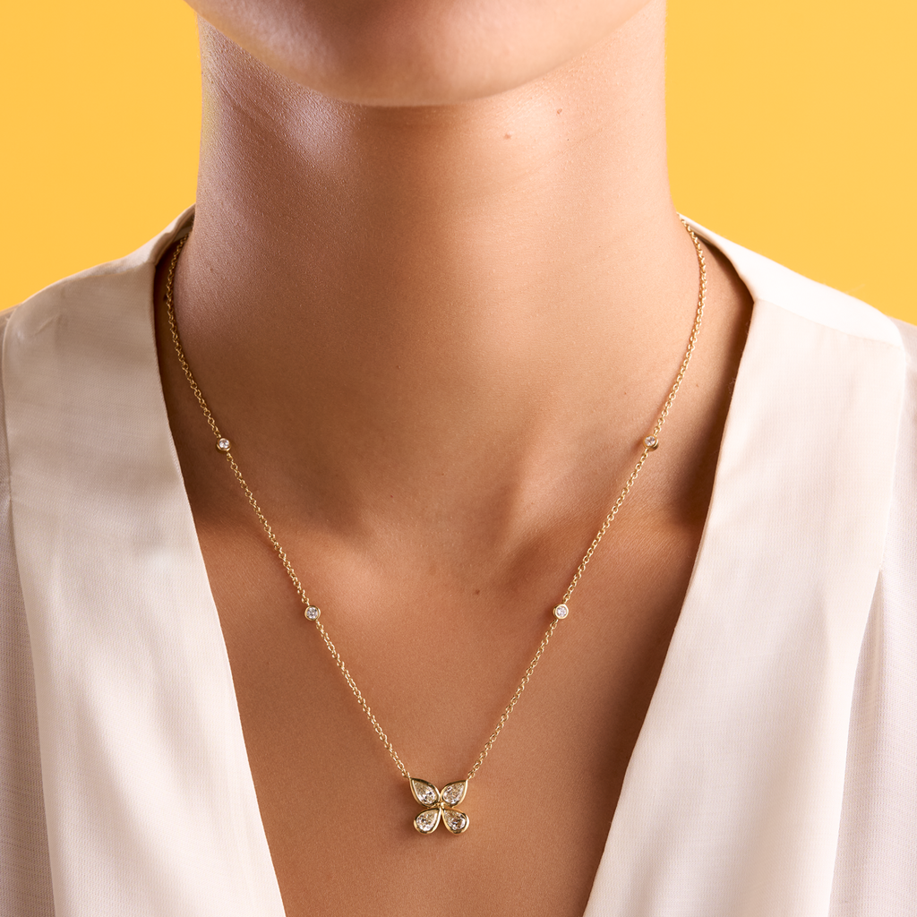 deBoulle Collection Pear Shape Diamond Flower Necklace