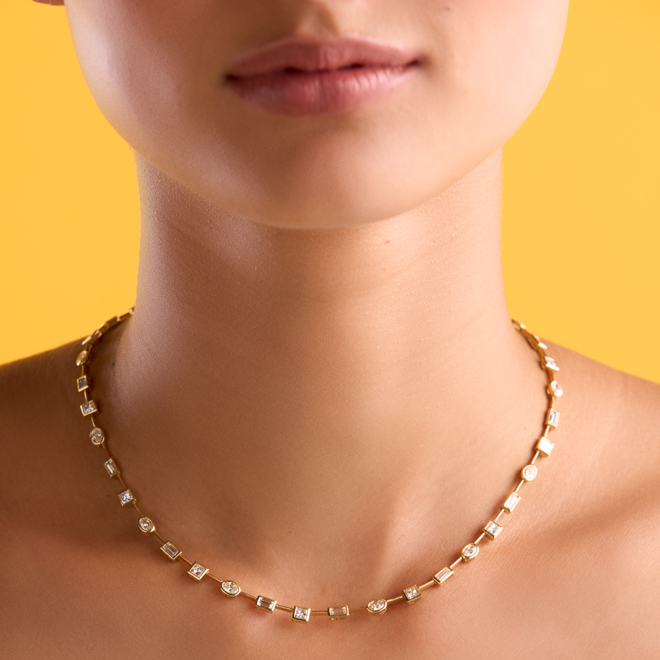 deBoulle Collection Mixed Cut Diamond Necklace in Yellow Gold