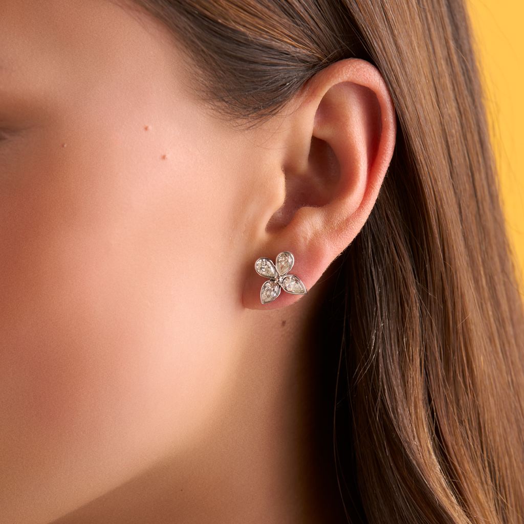 deBoulle Collection Pear Shape Diamond Flower Earrings