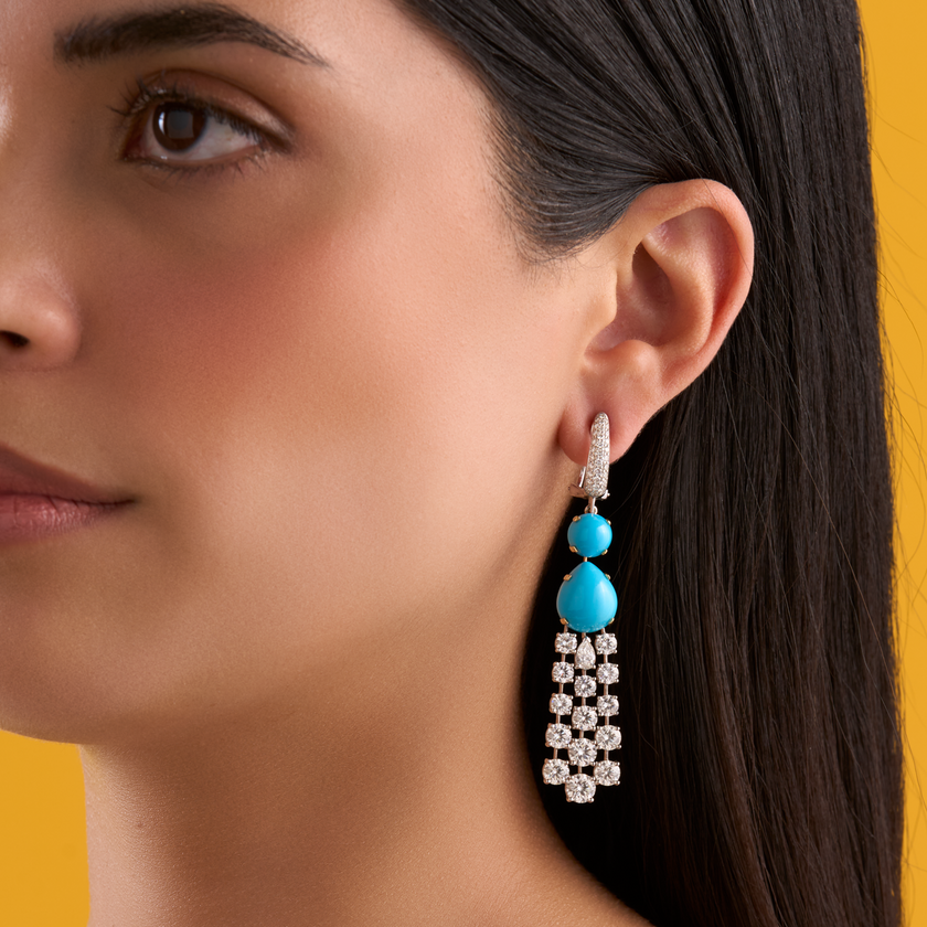 deBoulle High Jewelry Turquoise Diamond Earrings
