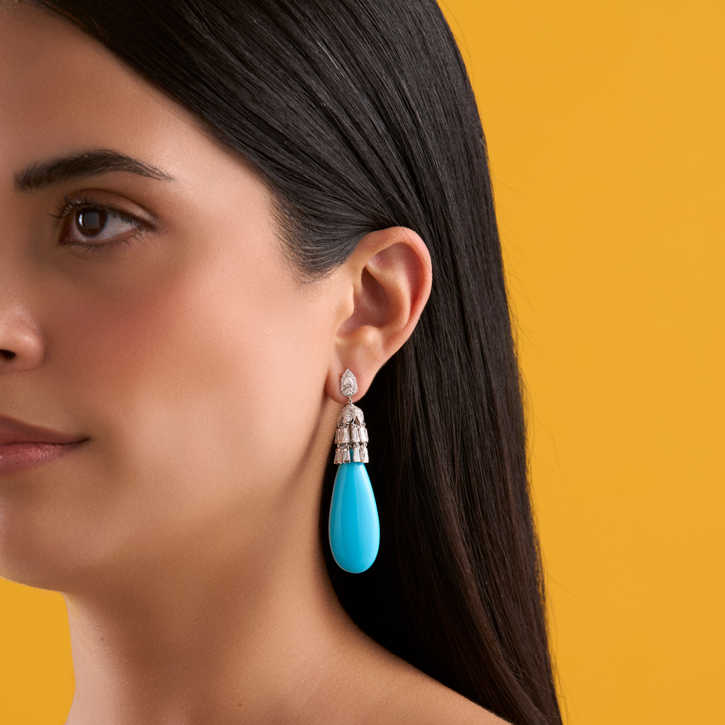 deBoulle High Jewelry Sleeping Beauty Turquoise Drop Earrings