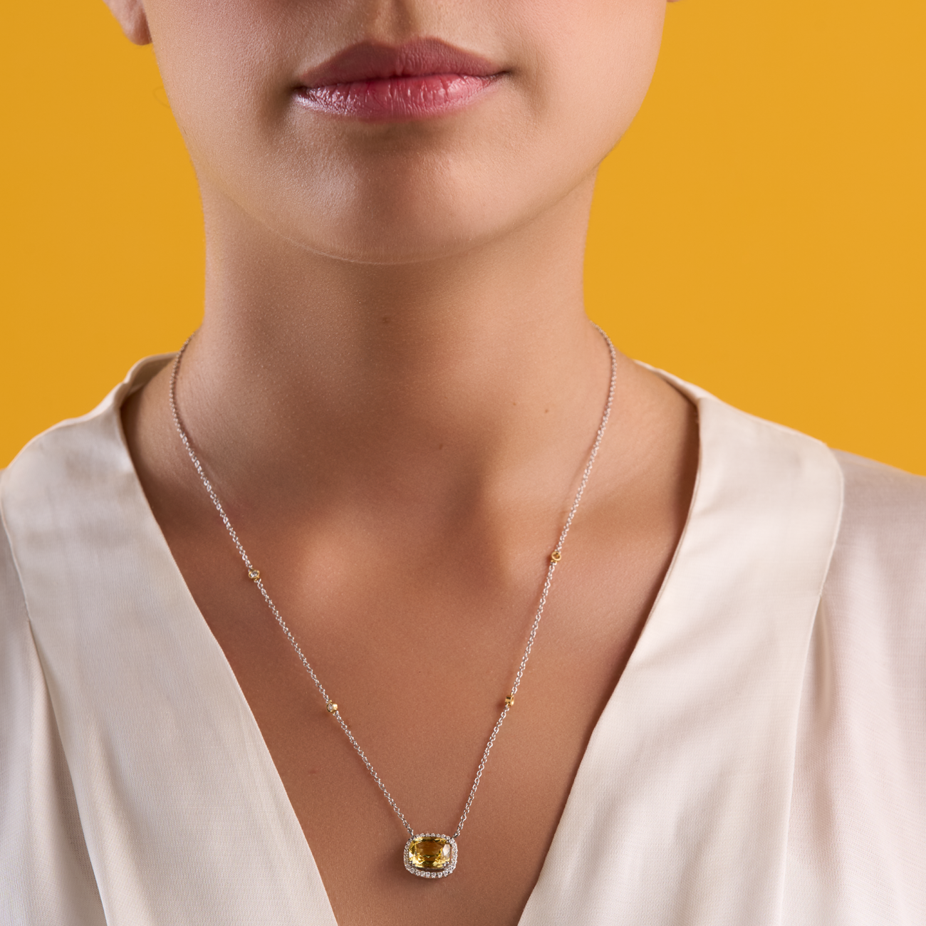 deBoulle Collection Heliodor and Diamond Necklace