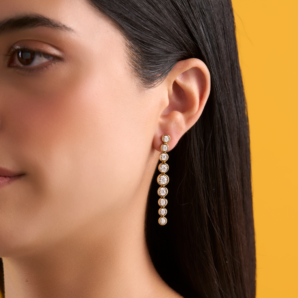 deBoulle Collection Emma Linear Drop Earrings in Yellow Gold