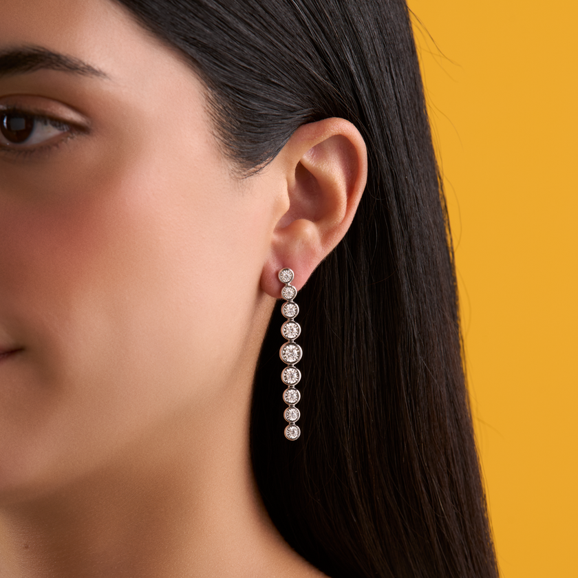 deBoulle Collection Emma Linear Drop Earrings in White Gold