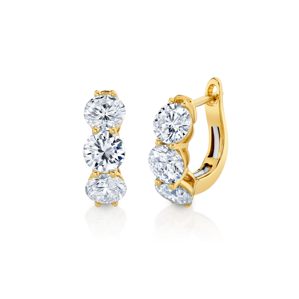 deBoulle Collection Three Stone Earring in Yellow Gold