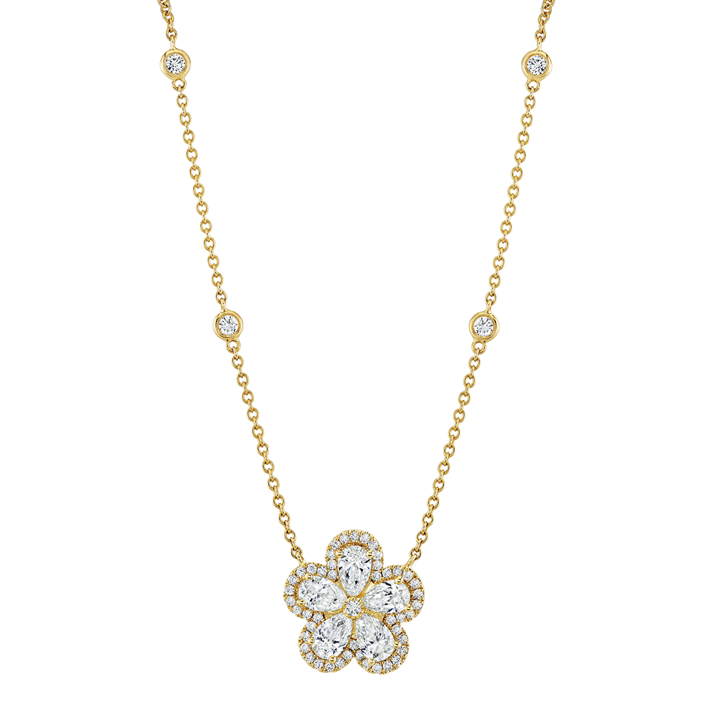 deBoulle Collection Flower Necklace with Diamond Pavé