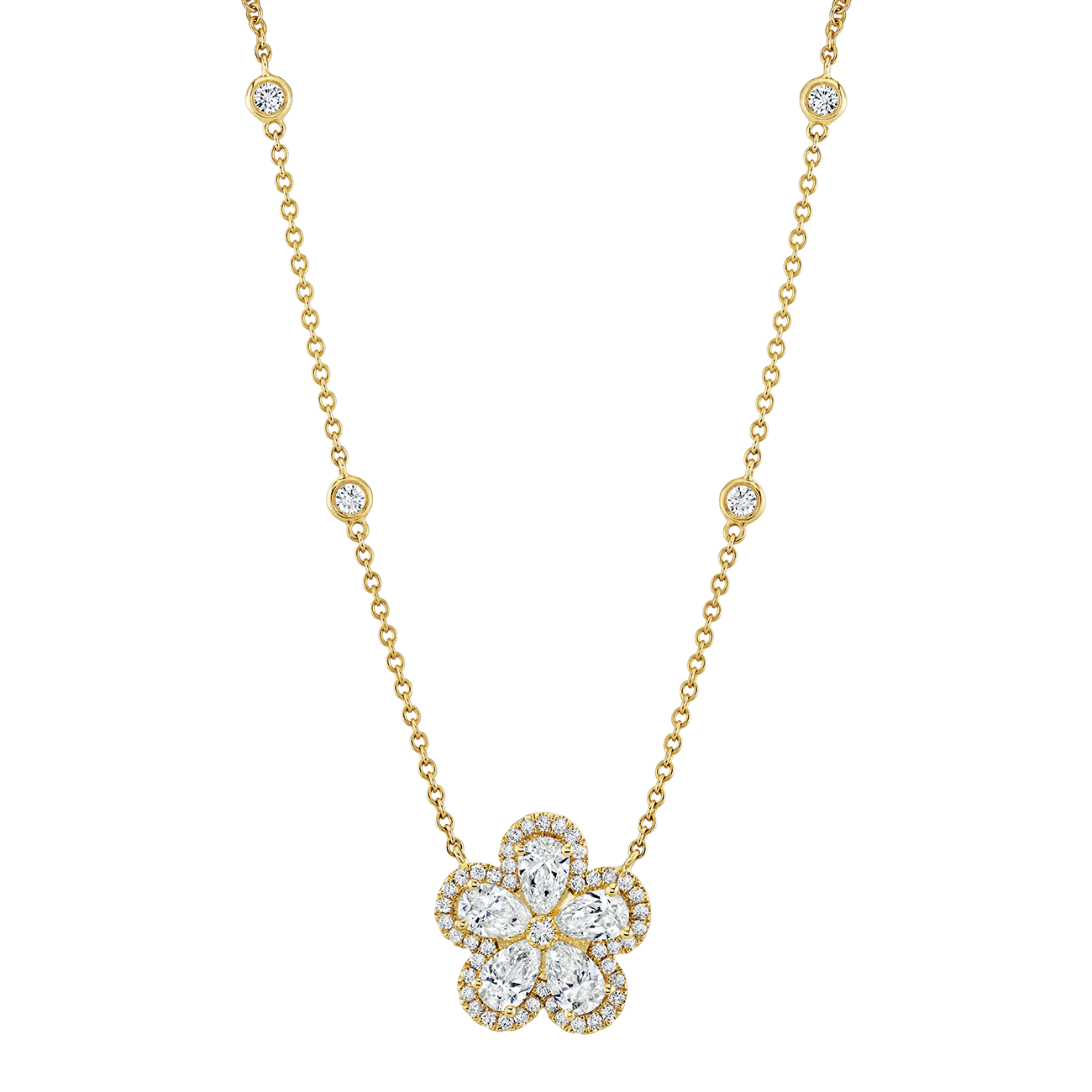 deBoulle Collection Flower Necklace with Diamond Pavé