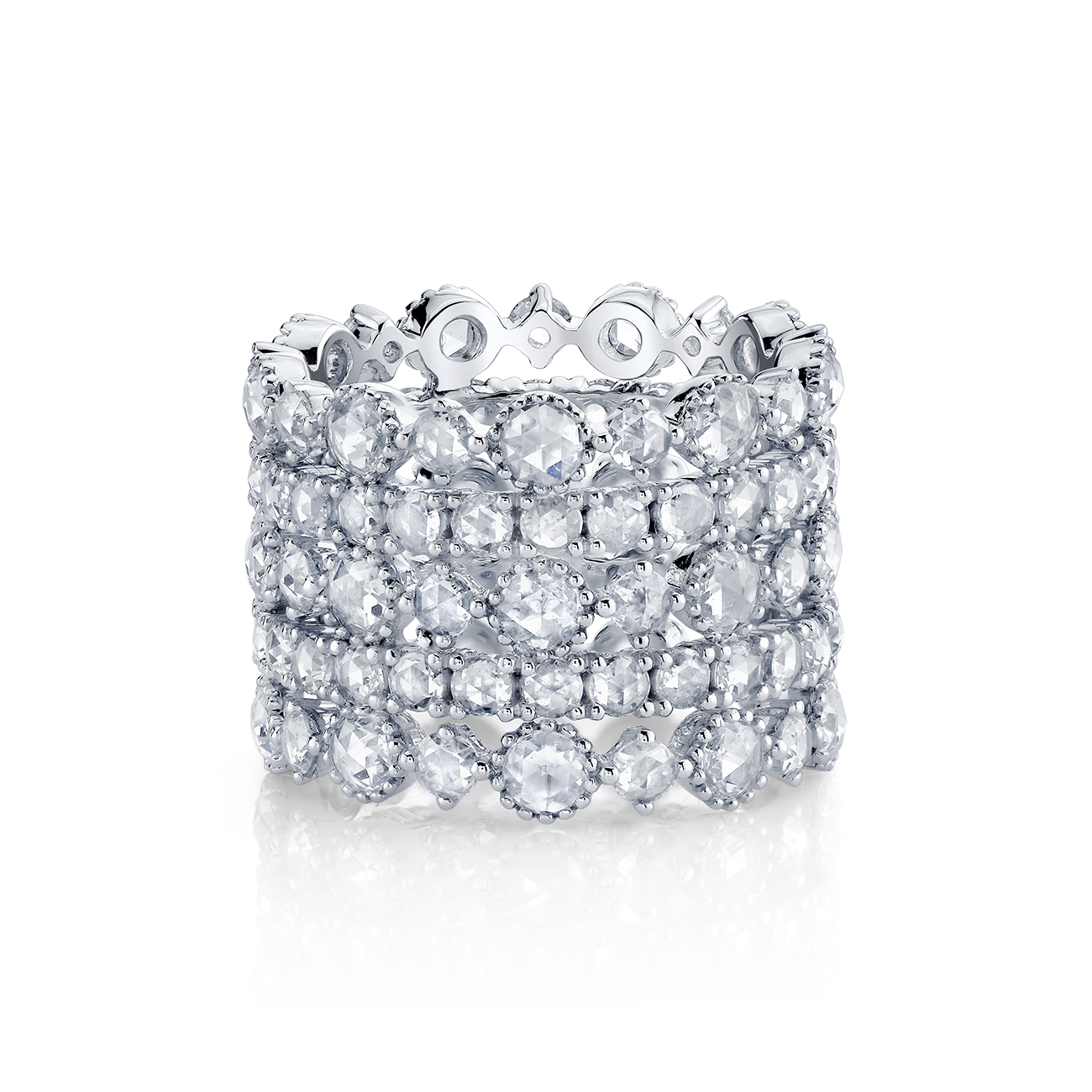 deBoulle Collection Rose Cut Diamond Five Row Ring