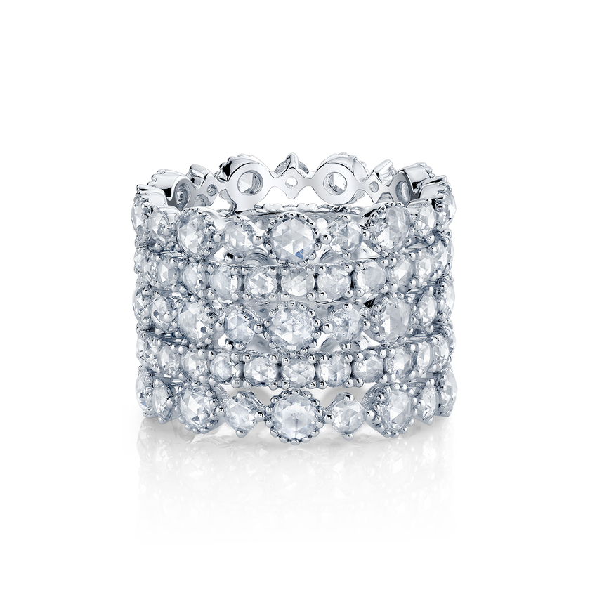 deBoulle Collection Rose Cut Diamond Five Row Ring
