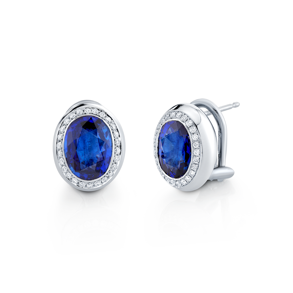 deBoulle Collection Oval Sapphire and Diamond Earrings