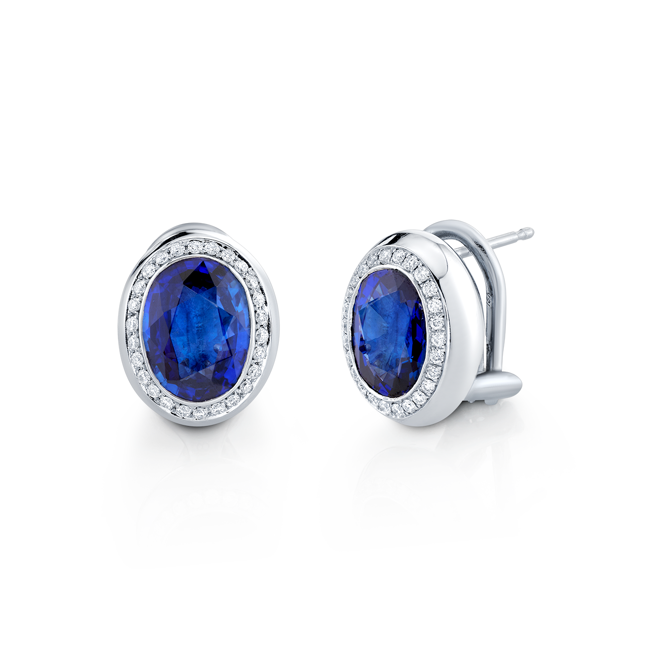 deBoulle Collection Oval Sapphire and Diamond Earrings