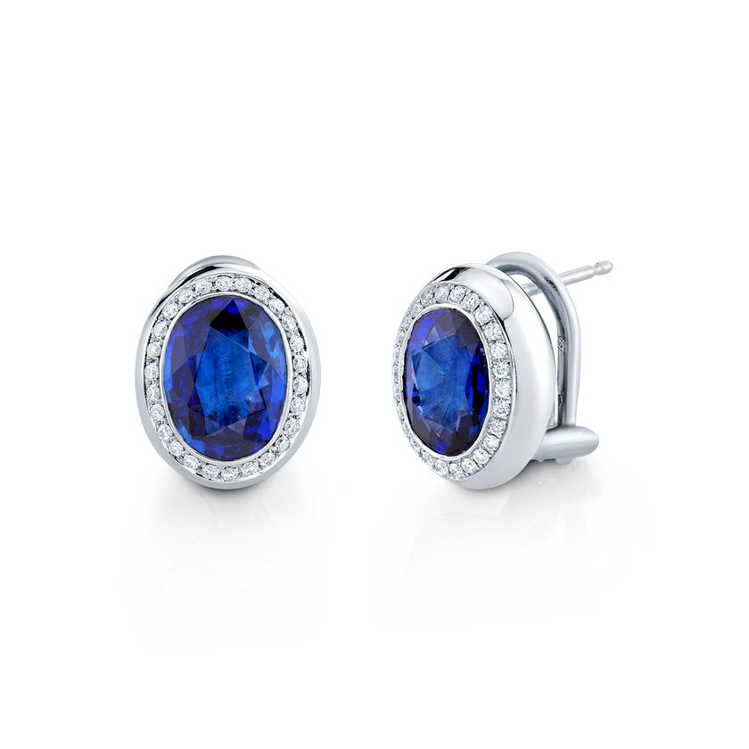 deBoulle Collection Oval Sapphire and Diamond Earrings