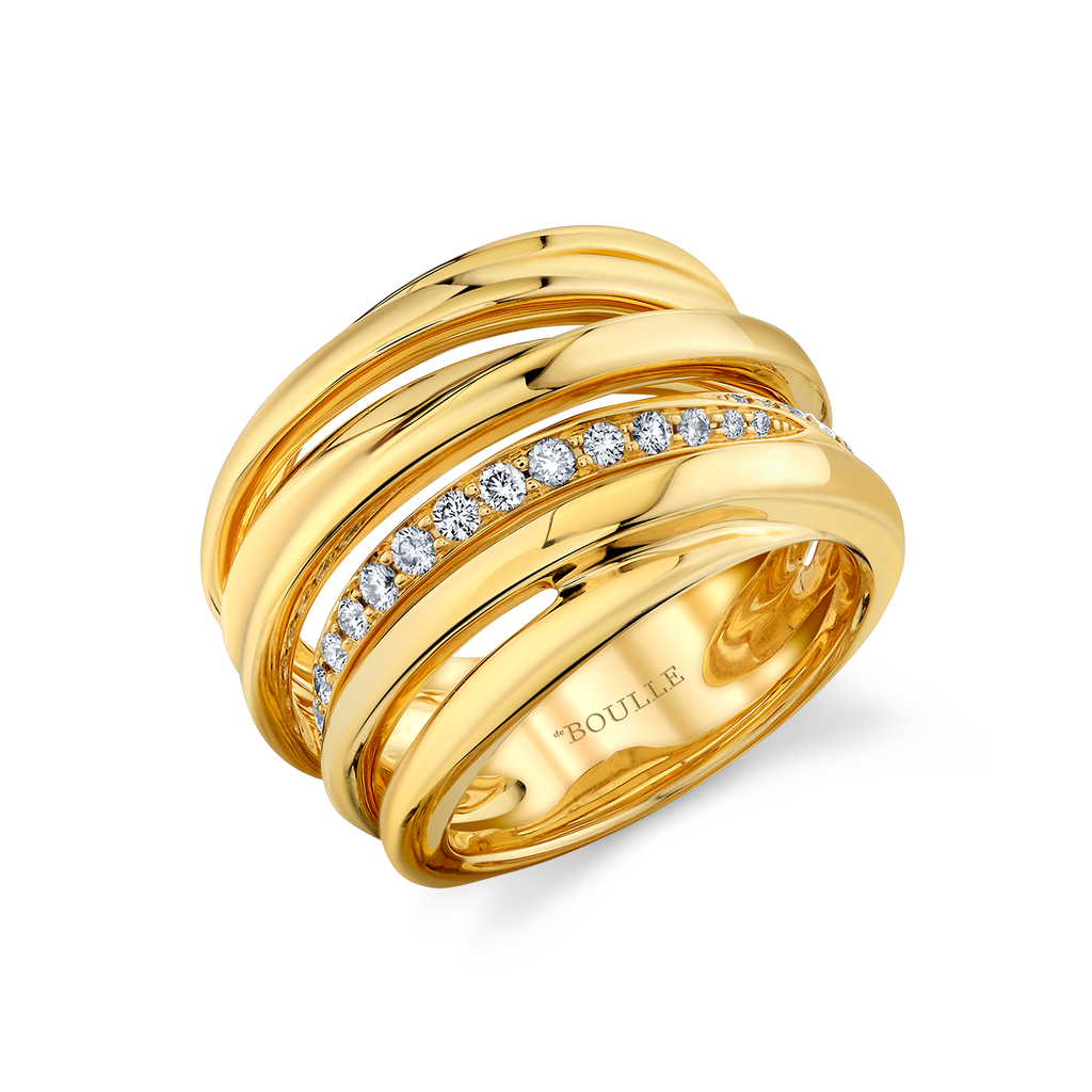 deBoulle Collection Interwoven Diamond Band in Yellow Gold