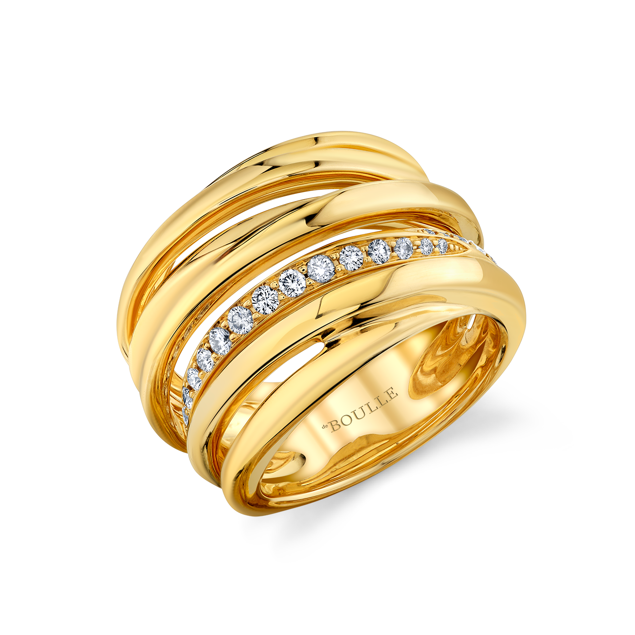 deBoulle Collection Interwoven Diamond Band in Yellow Gold