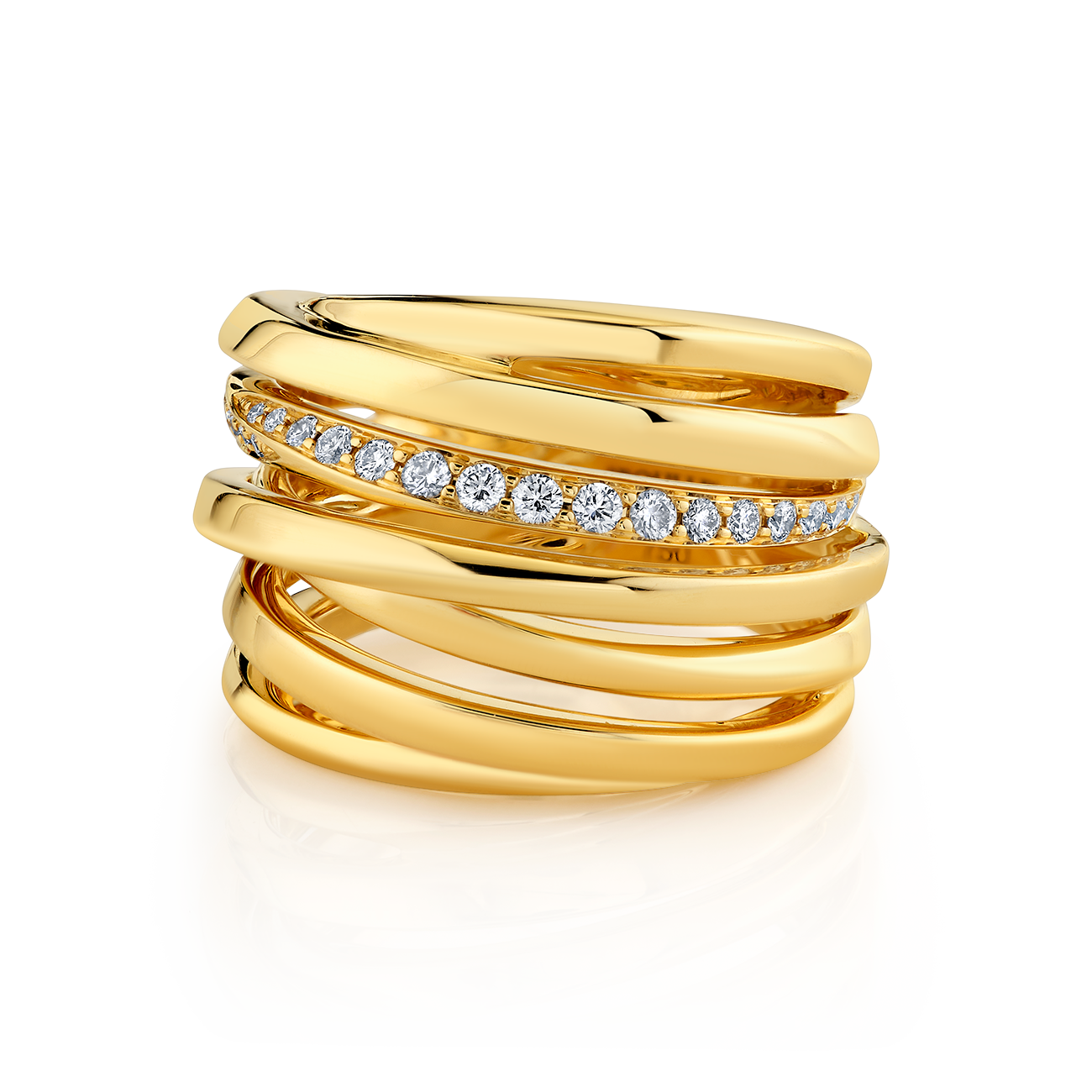 deBoulle Collection Interwoven Diamond Band in Yellow Gold