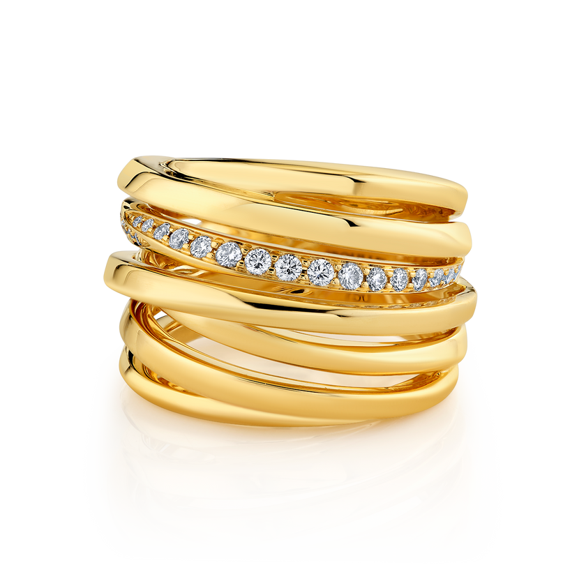deBoulle Collection Interwoven Diamond Band in Yellow Gold