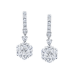 deBoulle Collection Flower Drop Earrings in White Gold