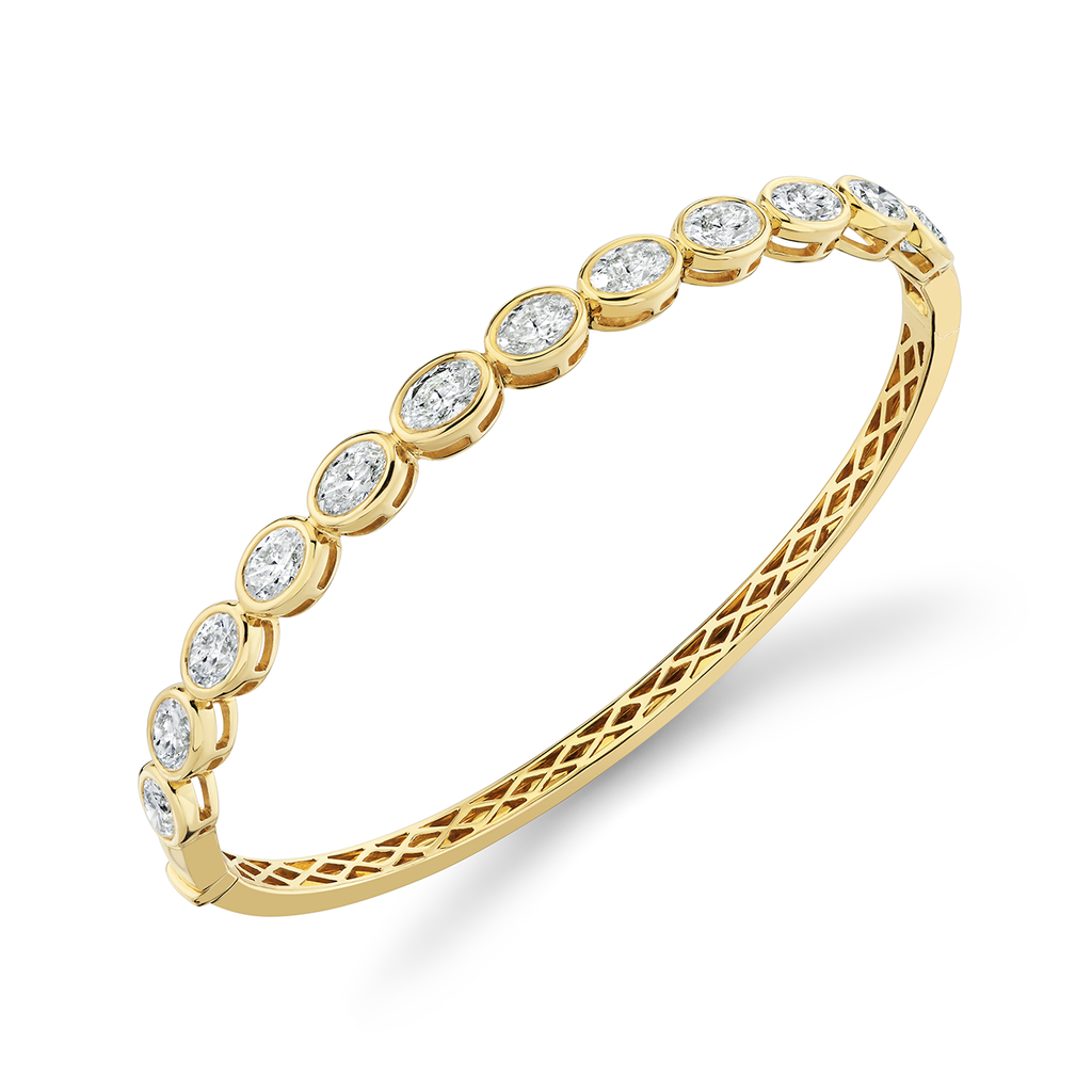 deBoulle Collection East-West Oval Diamond Bangle in Yellow Gold
