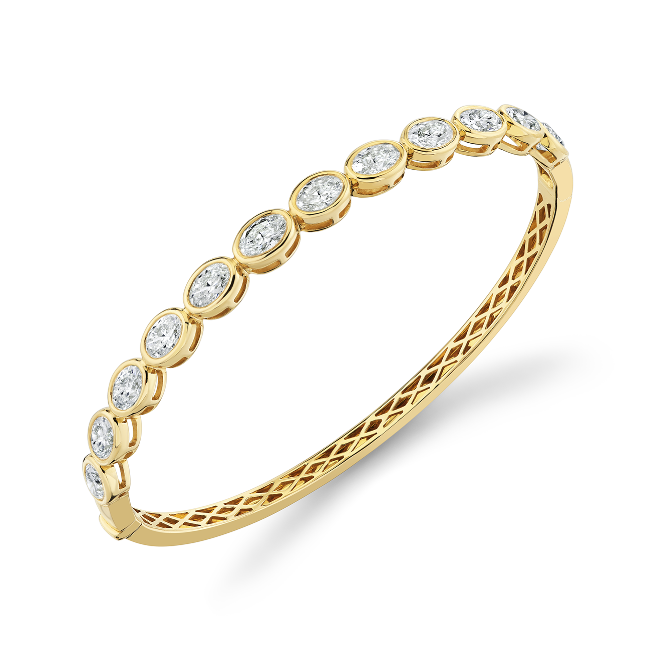 deBoulle Collection East-West Oval Diamond Bangle in Yellow Gold
