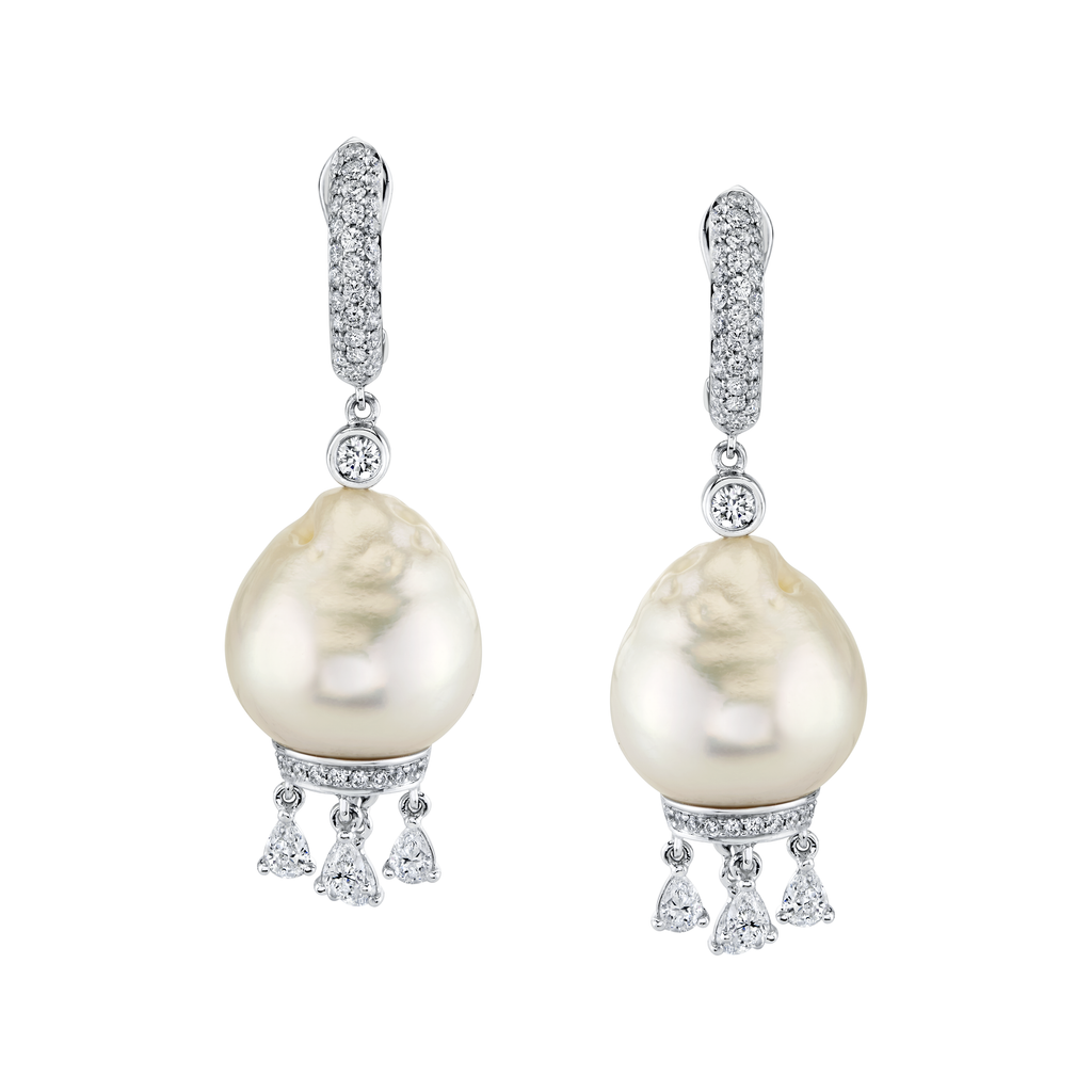 deBoulle Collection Diamond and South Sea Pearl Earrings