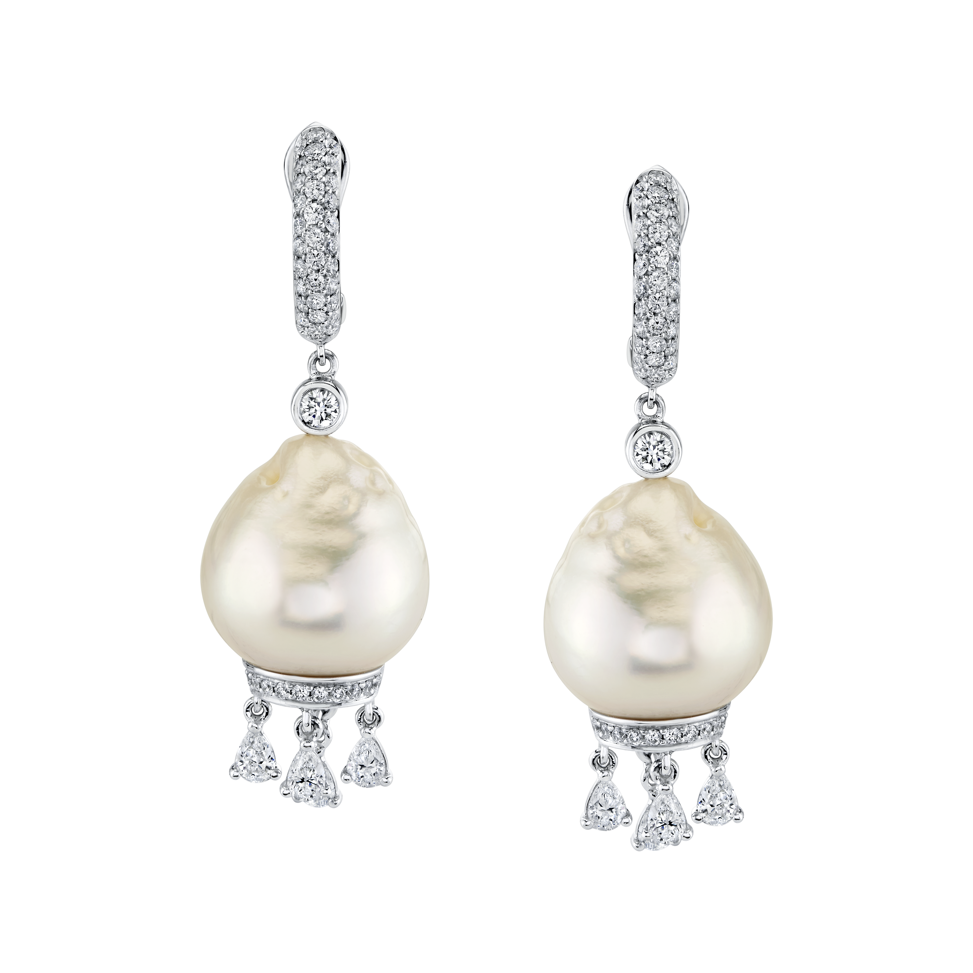 deBoulle Collection Diamond and South Sea Pearl Earrings