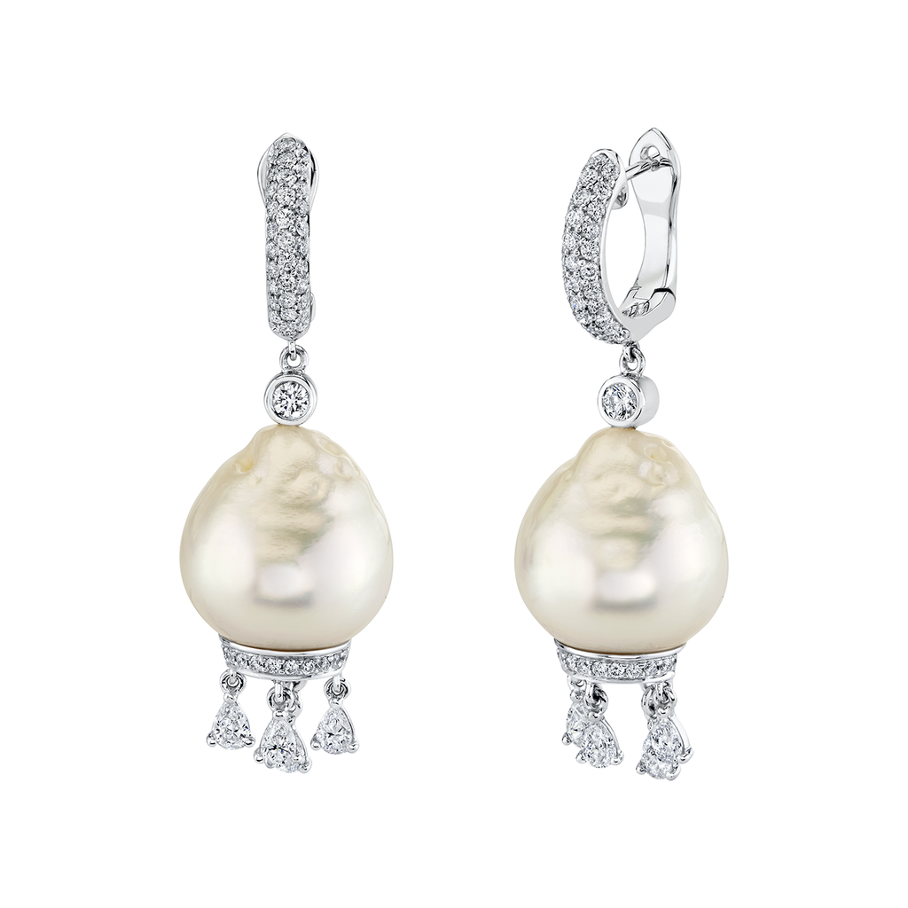 deBoulle Collection Diamond and South Sea Pearl Earrings